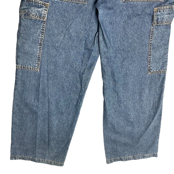 VTG Y2K Zana Di Women’s 5 Button Fly High Rise Wide Leg Cargo Jean Flap Pockets - Picture 6 of 12